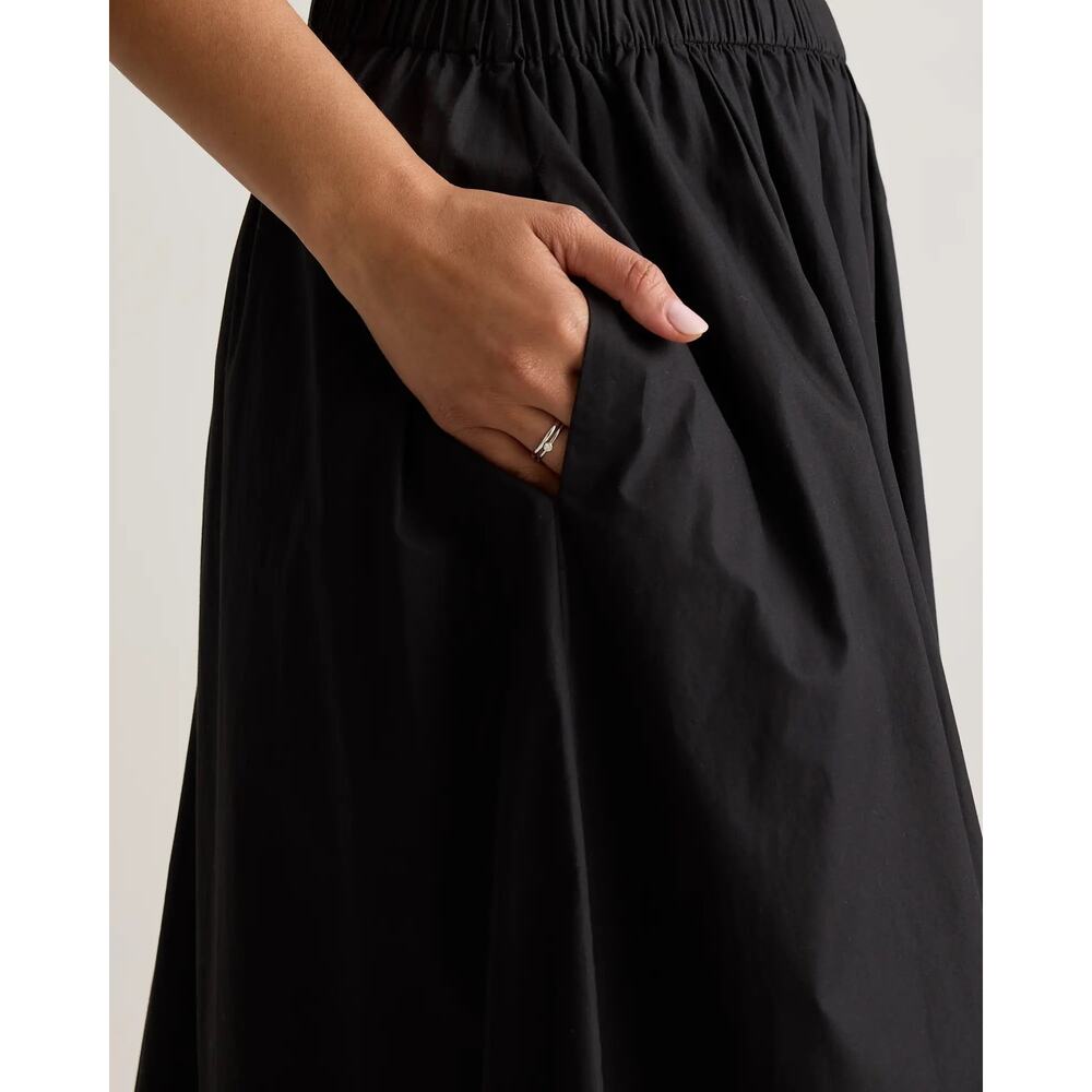 NWOT Quince 100% Organic Cotton Poplin A-line Maxi Skirt Medium Black Capsule - Picture 2 of 7